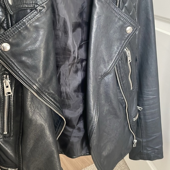 All Saints Catch Leather Biker Jacket - Picture 7 of 9